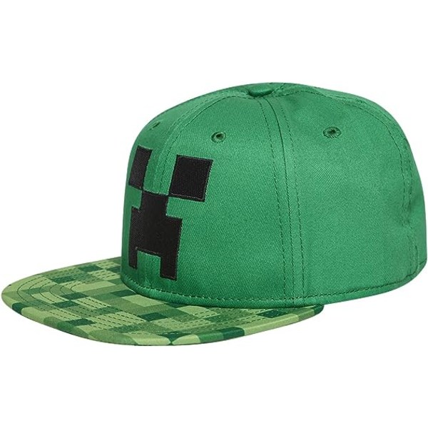 Boys Creeper Face Hat - Black and Green Youth Snap Back Hat