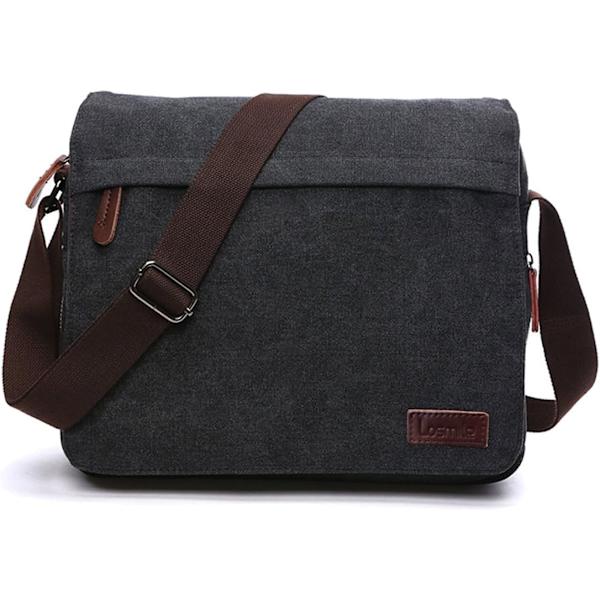 Herr axelväska, canvas crossbody väska, 13,3 tum laptop väska, budbärare