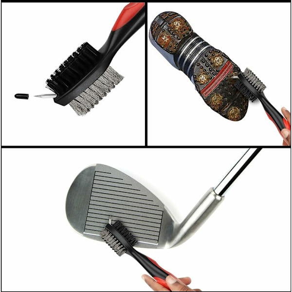 Golf Golfklubb och Spårborste Dubbelsidig Nylon & Stålborste
