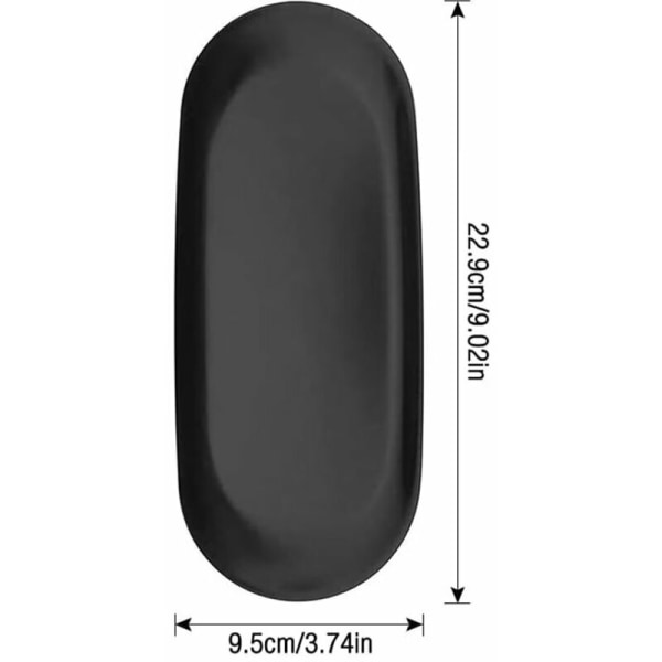 Oval förvaringsbricka i rostfritt stål, 2 ST Oval svart bricka, rostfritt