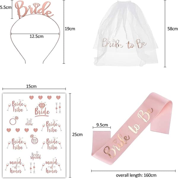 Brudgum Sash och Slöja - 4 Pack Festtillbehör