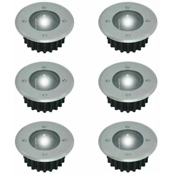 Set of 6 recessed ground solar LED spotlights - Round - Diameter: