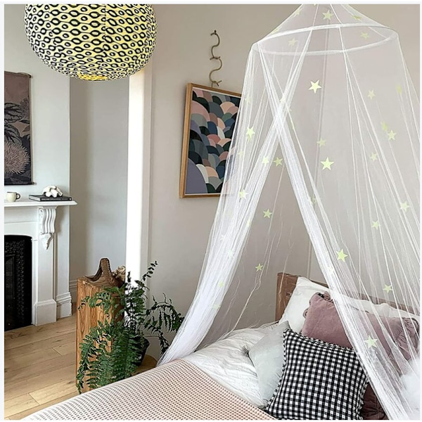 Kuppel Myggnät, Myggnät för Enkelsängar/Dubbelsängar, Myggnät Sänghimmel, Barnsäng Myggnät, 60*250*1250cm Vit