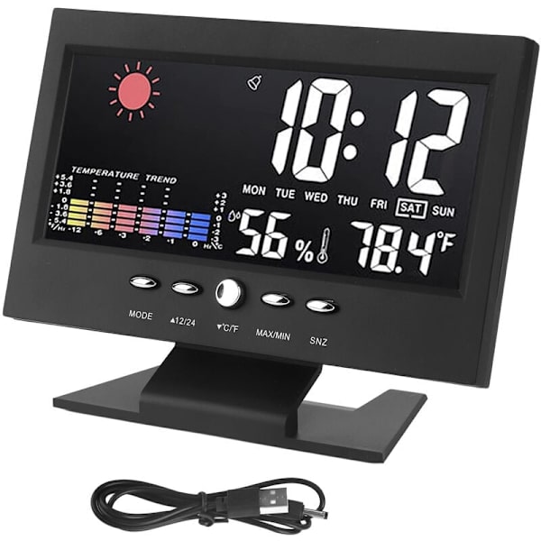 Väderprognos Klocka ABS LED Multifunktionell Färgskärm Tempe