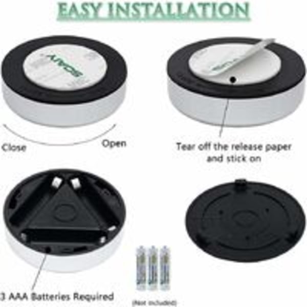 6 st batteridrivna självhäftande LED-lampor, självhäftande LED-nattlampa drivs av 3 batterier/batterier för garderob/garderob/hylla/entré/kök/hall