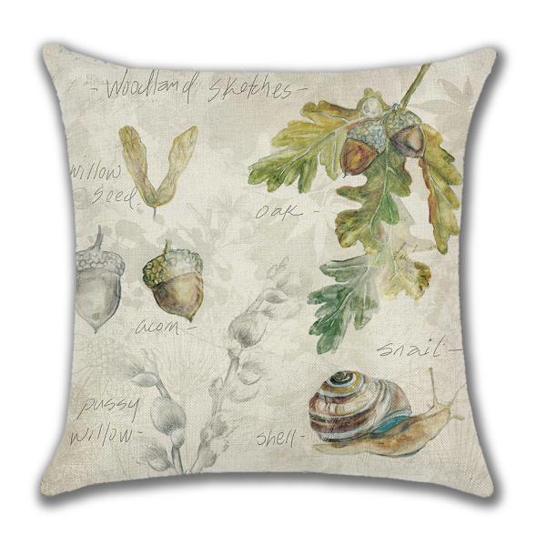 Kuddöverdrag 45 x 45 cm Dekorativ Fågel Blommor Växter Kuddfodral