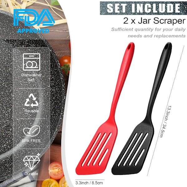 2 st silikonfiskvändare med slitsad spatel, non-stick slitsad spatel med kärna av rostfritt stål, värmebeständig köksspatel för att skrapa, vända, steka och vända mat