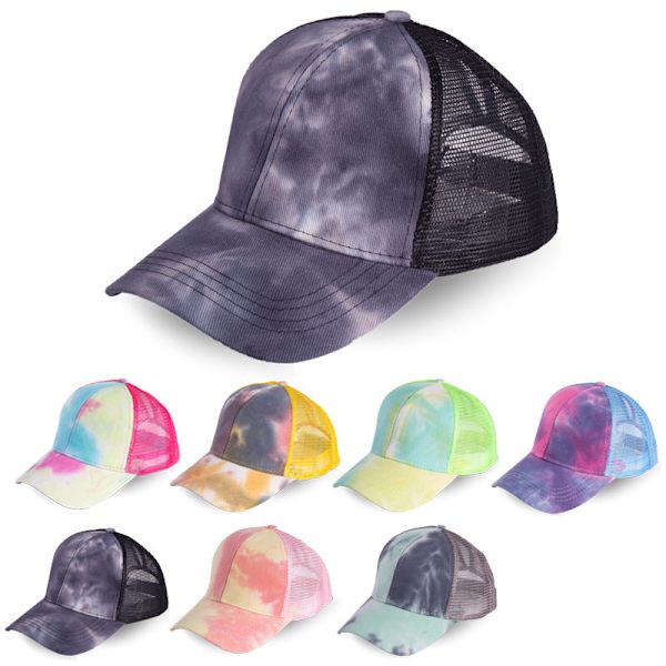 Tie-dye hästsvans baseball keps Gul