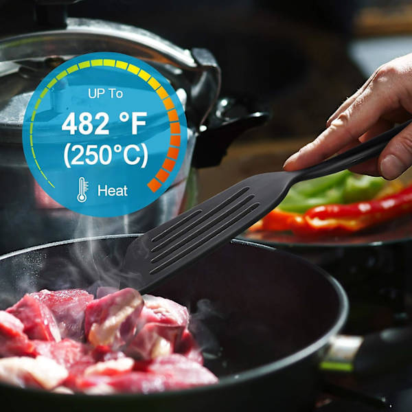 2 st silikonfiskvändare med slitsad spatel, non-stick slitsad spatel med kärna av rostfritt stål, värmebeständig köksspatel för att skrapa, vända, steka och vända mat
