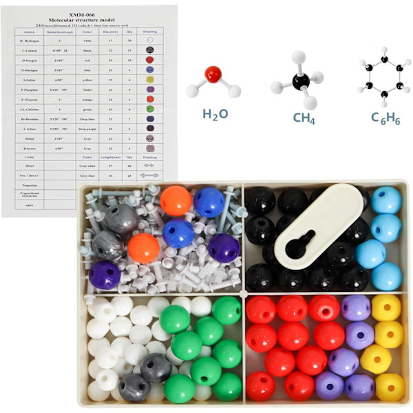 240-dels Molekylmodell, Organisk Kemi Molekylkit med Atomförbindelser och