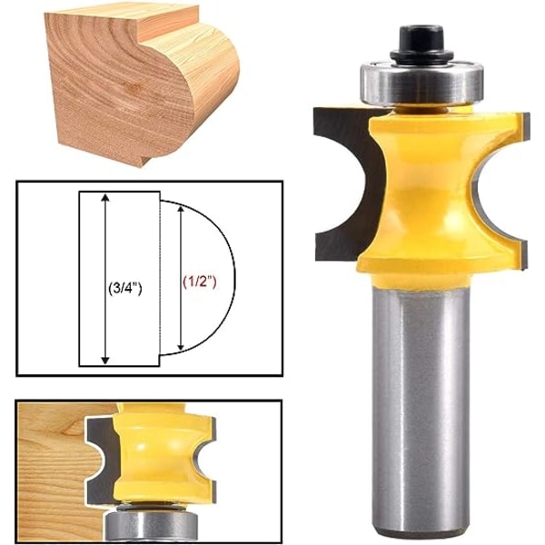 1/2'' Rundskaftet Fræserbit, 1/2\" Diameter Halvrund Klinge, til