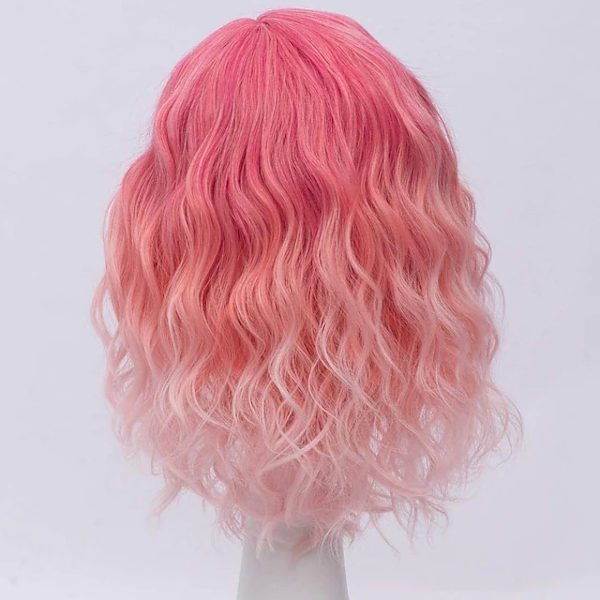 Värmebeständig vattenvågsperuk för tjejer dagligen (rosa gradient)