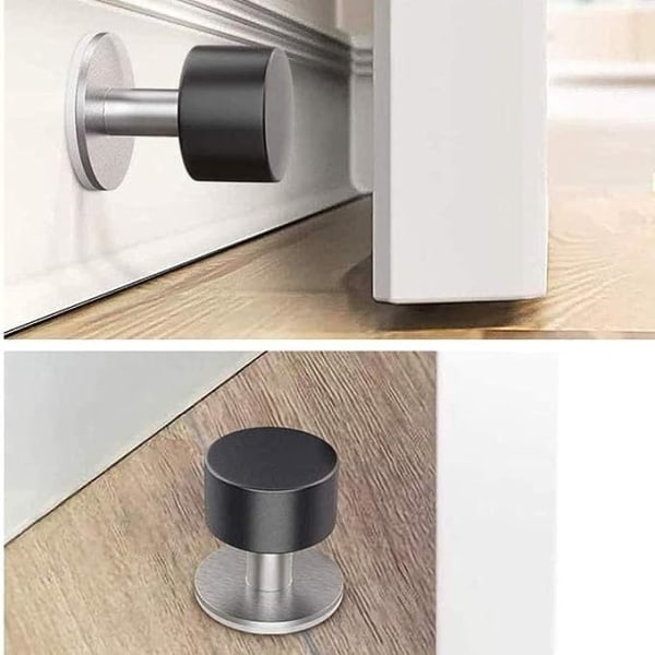 Dørstopper selvklebende rustfritt stål dørstopper veggmontert dørstopper heavy duty rustfritt stål gummistopper limt dørstopper med selvklebende dør 2 par