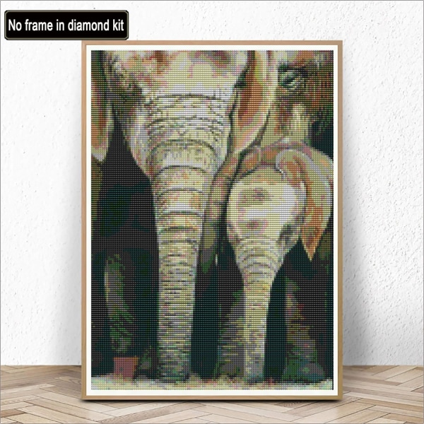 5D diamantmaleri Wild Elephant Animal Long Nose Family af Numb