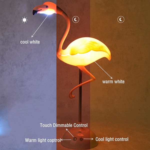 1 Flamingo skrivbordslampa, söt rosa lampa Kawaii skrivbordstillbehör, 360