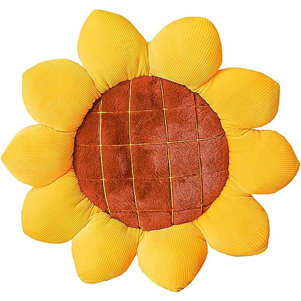 Solrosformad kudde, gul solroskudde, flickrum dekoration kudde för stol plyschleksak blomma form, Φ40cm