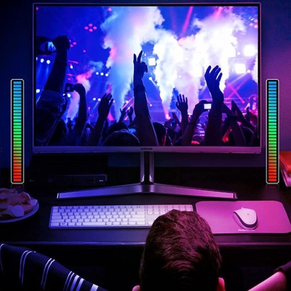 Oppladbar RGB-rytmelys, 32-biters musikknivåmåler i aluminium