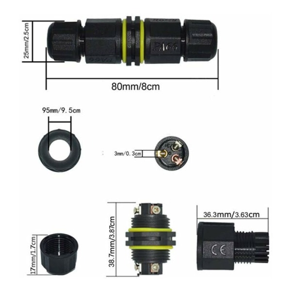 4 kpl 3-napainen ulkoilman vedenpitävä liitinliitäntälaatikko IP 68 Elec