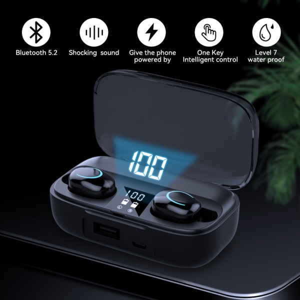 Bluetooth-headset 5.2 Touch Bluetooth-headset svart