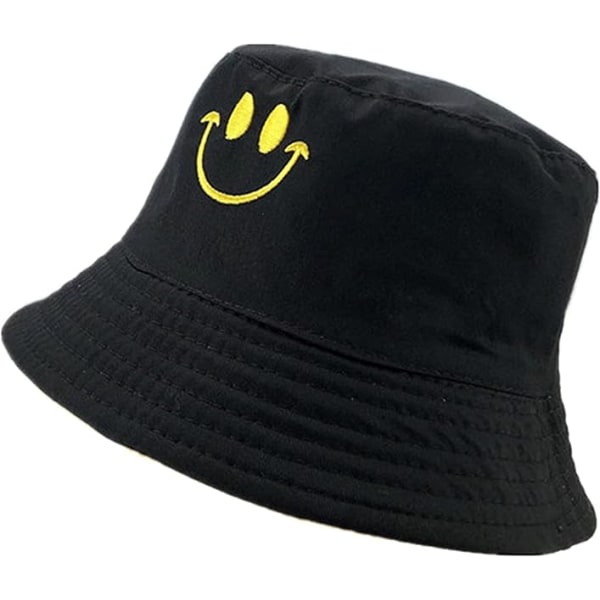 Fisherman Hat, Dubbelsidig Bucket Hat, Vikbar Solhatt, Smiley