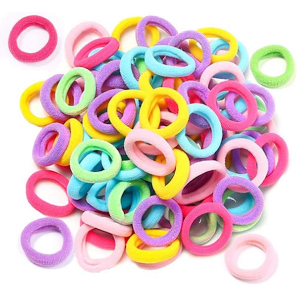 100 st elastiska hårband, färgglada mini mjuka hästsvansband flerfärgade H