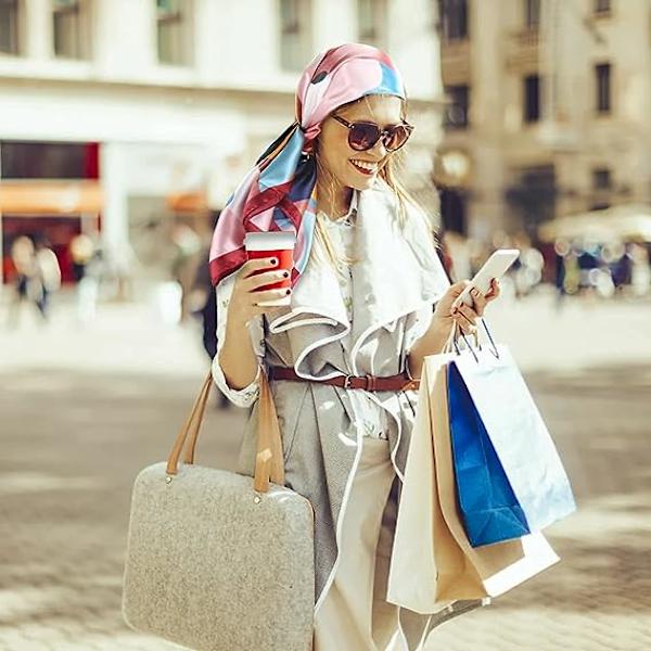 35\" fyrkantig silkescarf - Moderiktig silkescarf för kvinnor att svepa in
