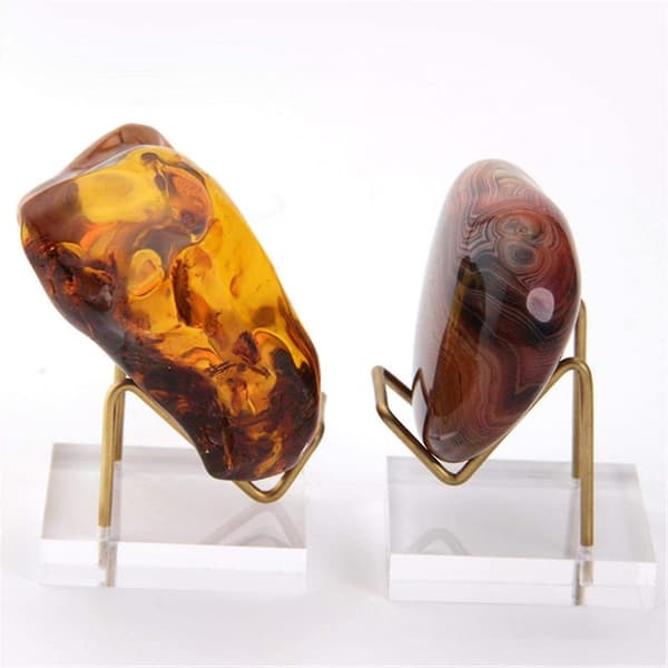 Fossil Display Stand - Metallarmstativ Easel Med Transparent Bas, Passar För