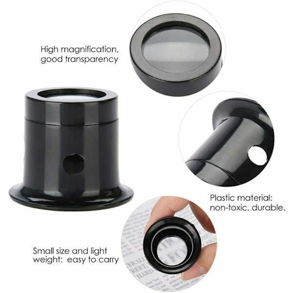 Förstoringsglas för klockor, 5X/10X juvelerarens okularlupp, klocklupp för smycken, diamanter, ädelstenar, mynt okular (svart)