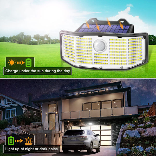 Solcellslampor utomhus, 252 vattentäta Ip65 LED solcellslampor