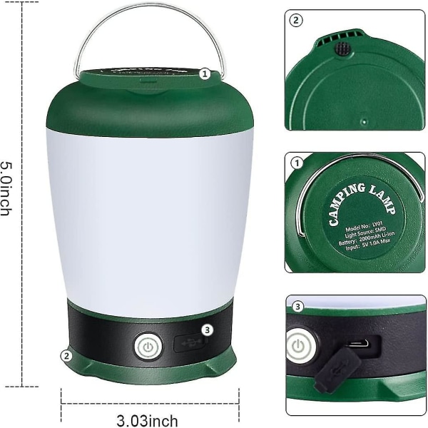 Camping Lantern USB ladattava kannettava telttavalo 6 valaistus M