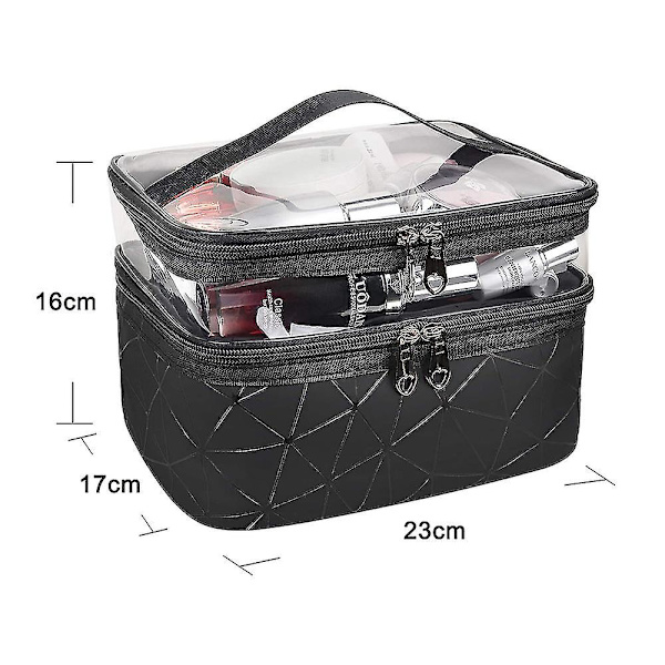 Toalettväska Dubbel Lager Kosmetisk Väska Transparent Resa Makeup