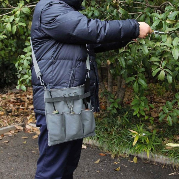 Hageverktøy Sling Bag, Verktøy Oppbevaringspose med 4 Lommer og Skulder