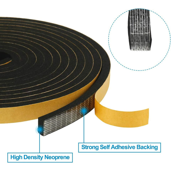 Lim selvklebende dørforsegling, lydisolerende tetningslist, gummiskum