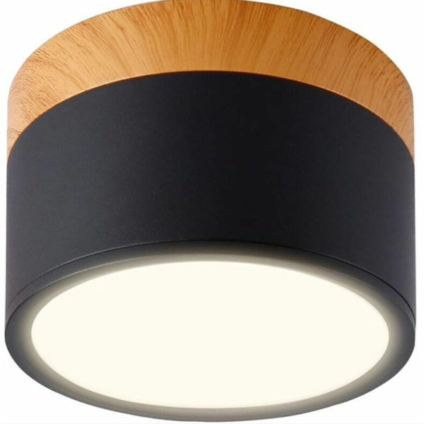 Rund takspotlight LED Svart Varmvit Taklampa Aluminium 12W 4000K，11*7.5cm，svart