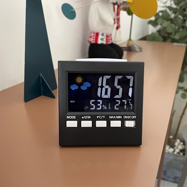 LCD Digital Termometer Väderstation Klocka & Alarm Kalender Hy