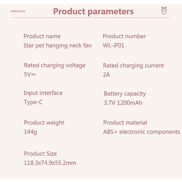 Riippuva kaulapuhallin Kannettava USB-latauspäällys LED-yövalo (Valkoinen