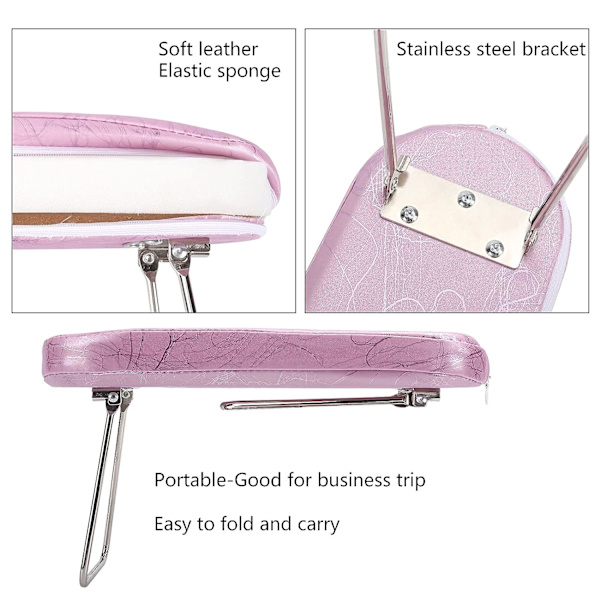 Nagelkudde Handstöd, Mikrofiber Läder Nagel Armstöd Kudde Fäste, Fällbar Professionell Nagelkonst Handkudde, Lämplig för Nagelsalong Skrivbordstekniker (Rosa)