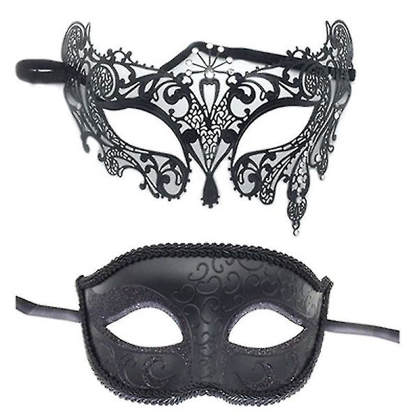 2 st par maskeradsmasquerad set svarta halv ansiktsmasker för danci