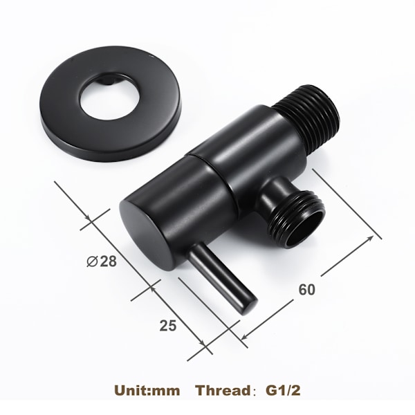 1/2\" x 1/2\" BSP Svart Pulverlackerad Mässingskeramik Vatten Vinklad Mo