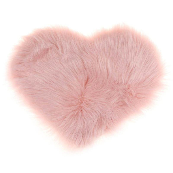 Hjärta Fluffig Fuskpäls Tvättbar Matta 40x50cm Rosa