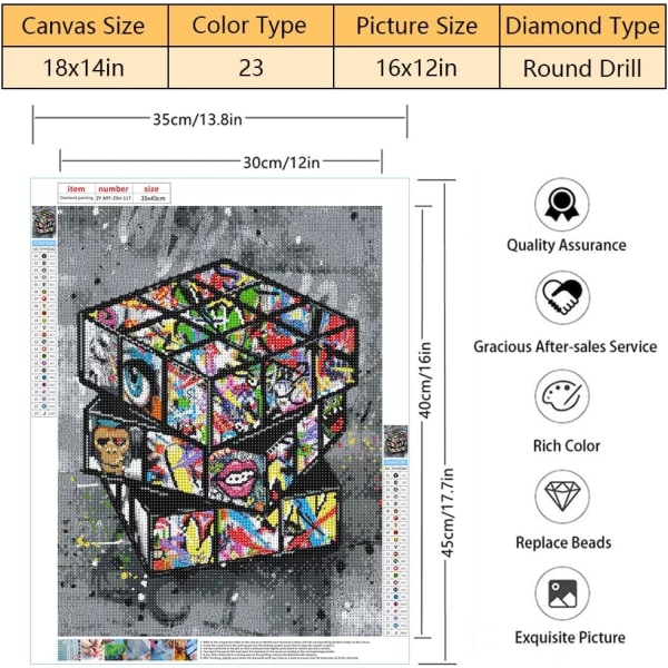 Graffiti Rubiks kube DIY diamantmalerisett 5D diamantmaleri