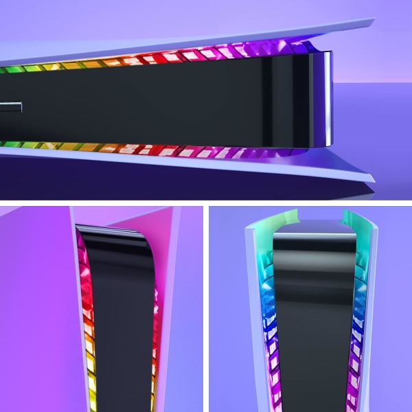 LED-lys til PS5-konsol, Playstation 5 LED-lys DIY-dekorationstilbehør, spil-lyd/musik-synkronisering, RGB 8 farver 400 lyseffekter med USB/APP-styring og 40-tasters IR-fjernbetjening