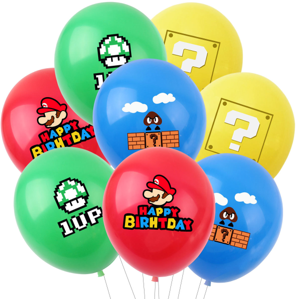 8 st Mario-tema latexballonger Super Mario-ballonger tecknad