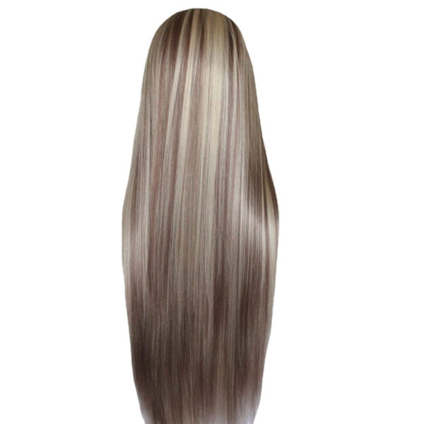Lång rak syntetisk peruk blandad brun och blond färg peruker för kvinnor Hig