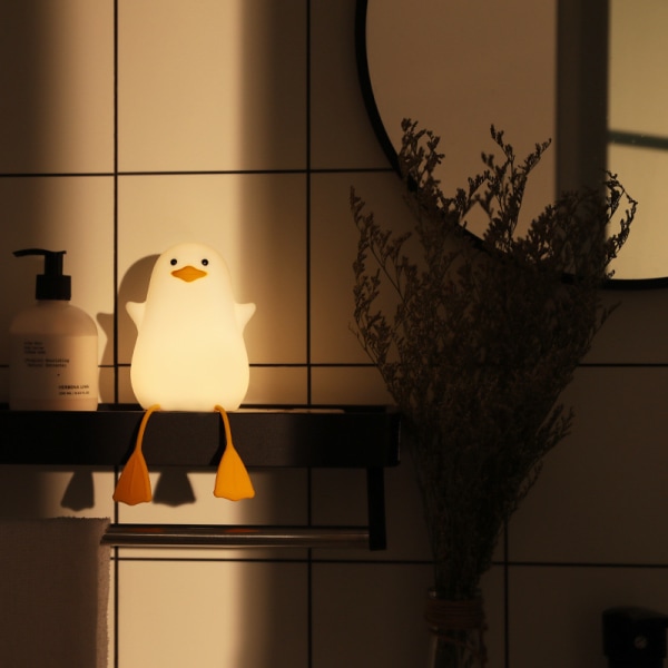 Nattlampa Cartoon Duck LED Telefonhållare Silikonlampa (Gul-