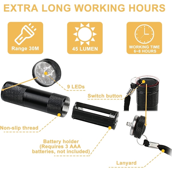 Mini ficklampa - 8 st LED ficklampa för barnkalas