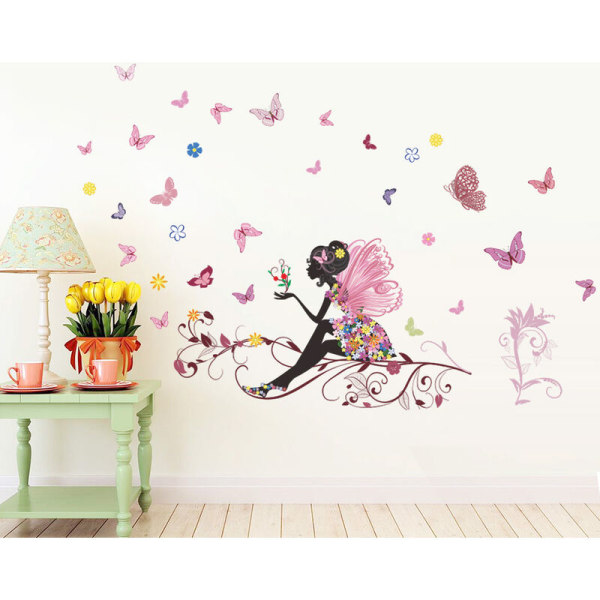 Romanttinen tanssityttö Flower Fairy Butterfly irrotettava seinätikku