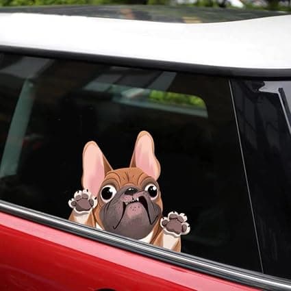 Bilsticker, 3D Bilstickers Hund Bilsticker Bakruta Sticker Fransk Bulldog
