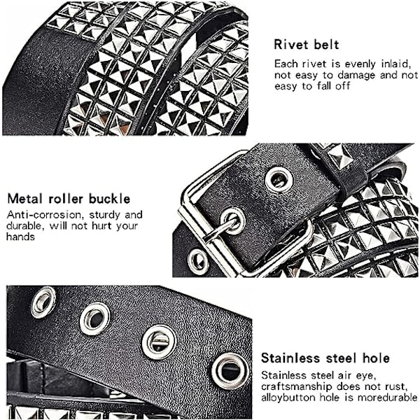Nitarmband, metall punkrock nitarmband med ljusa pyramidnitar