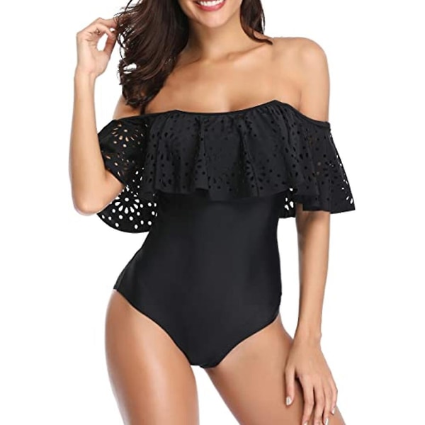 Kvinder Én-delt Off Shoulder Blonder Badetøj Ruffle Flounce Hollow